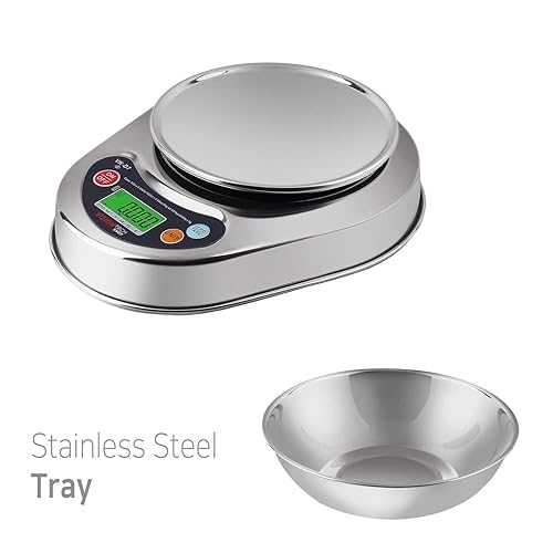 Miniatura 2 de VK-D7 - Báscula de cocina prémium de 0.00 oz con tazón, libraozkgg conmutable, construcción de acero inoxidable, pantalla LCD con retroiluminación,