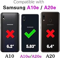 Vista 2 de Asuwish Funda de teléfono para Samsung Galaxy A10e con protector de pantalla de vidrio templado y soporte delgado, híbrida, resistente, funda Azul