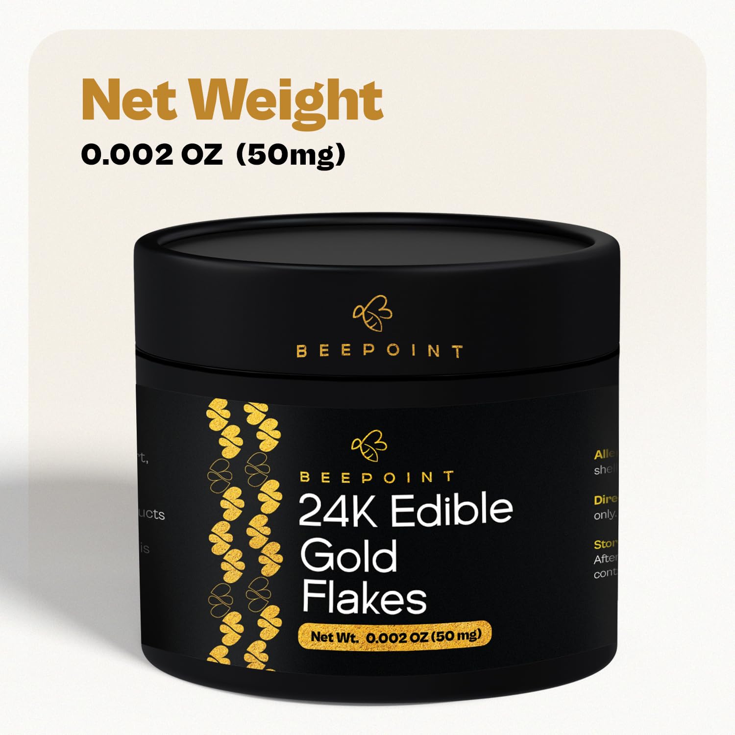 BeePoint 24K Edible Gold Foil Flakes - 50mg Gold Flakes for Cake Decorating, Baking, Cooking, Cupcakes, Chocolates, Drinks - Edible Gold Sheets