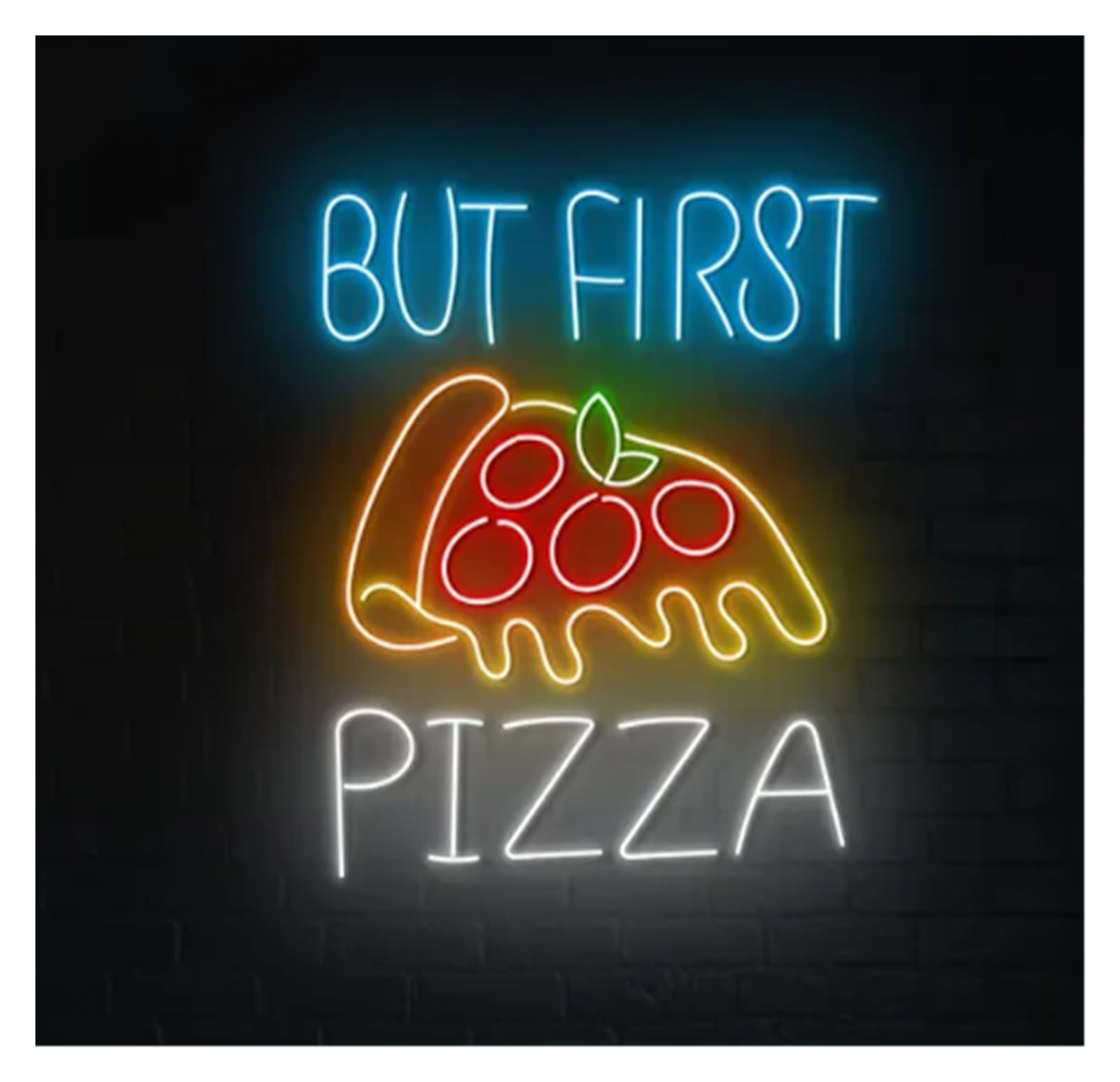 Insegna al Neon Ma Prima Fetta Di Pizza Insegna Al Neon | Decorazione Da Parete Per Cucina Del Ristorante, Fetta Di Cibo, 55cm