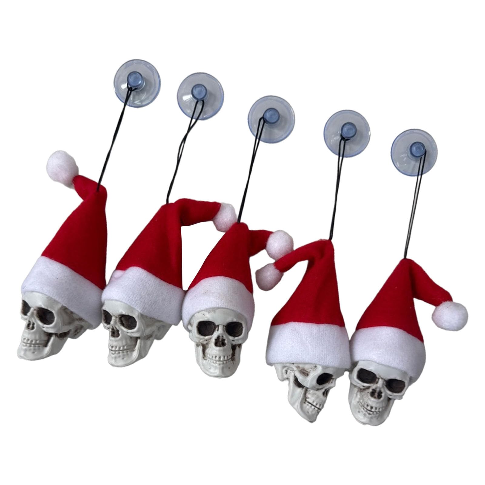 5Pcs Skull Santa Hat Holiday Hanging Ornament for Mantels Door Christmas Tree Decorations Halloween Party Centerpieces Halloween Christmas Decorations