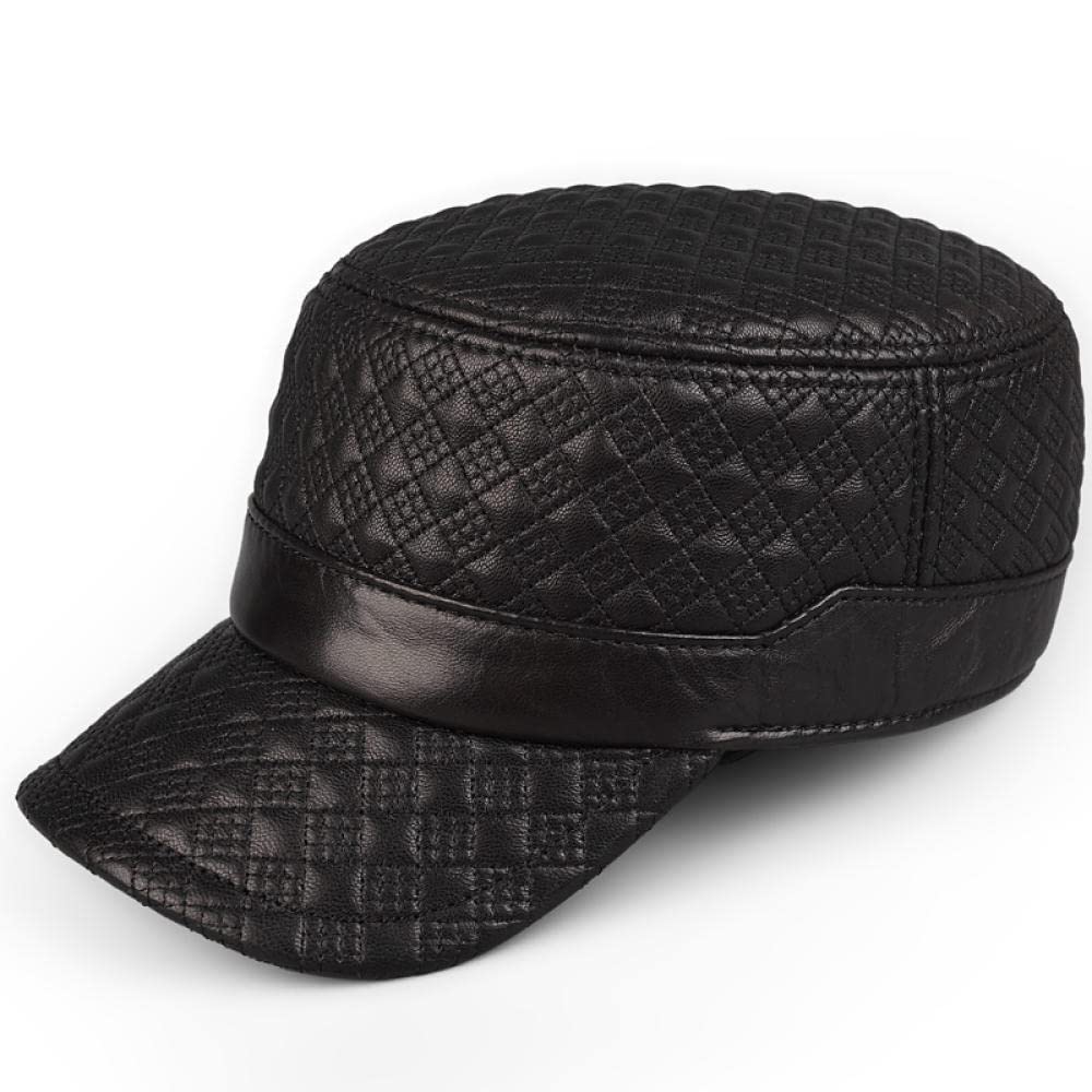Czapka Z Daszkiem Czapka Z Daszkiem Sun Hat Czapka Turystyczna Kapelusze Z Prawdziwej Skóry Męskie I Damskie Ogólne Baseball Płaskie Czapki Sheepskin Cap Casual W Średnim Wieku-Xxl (59-60 Cm Lub Więce