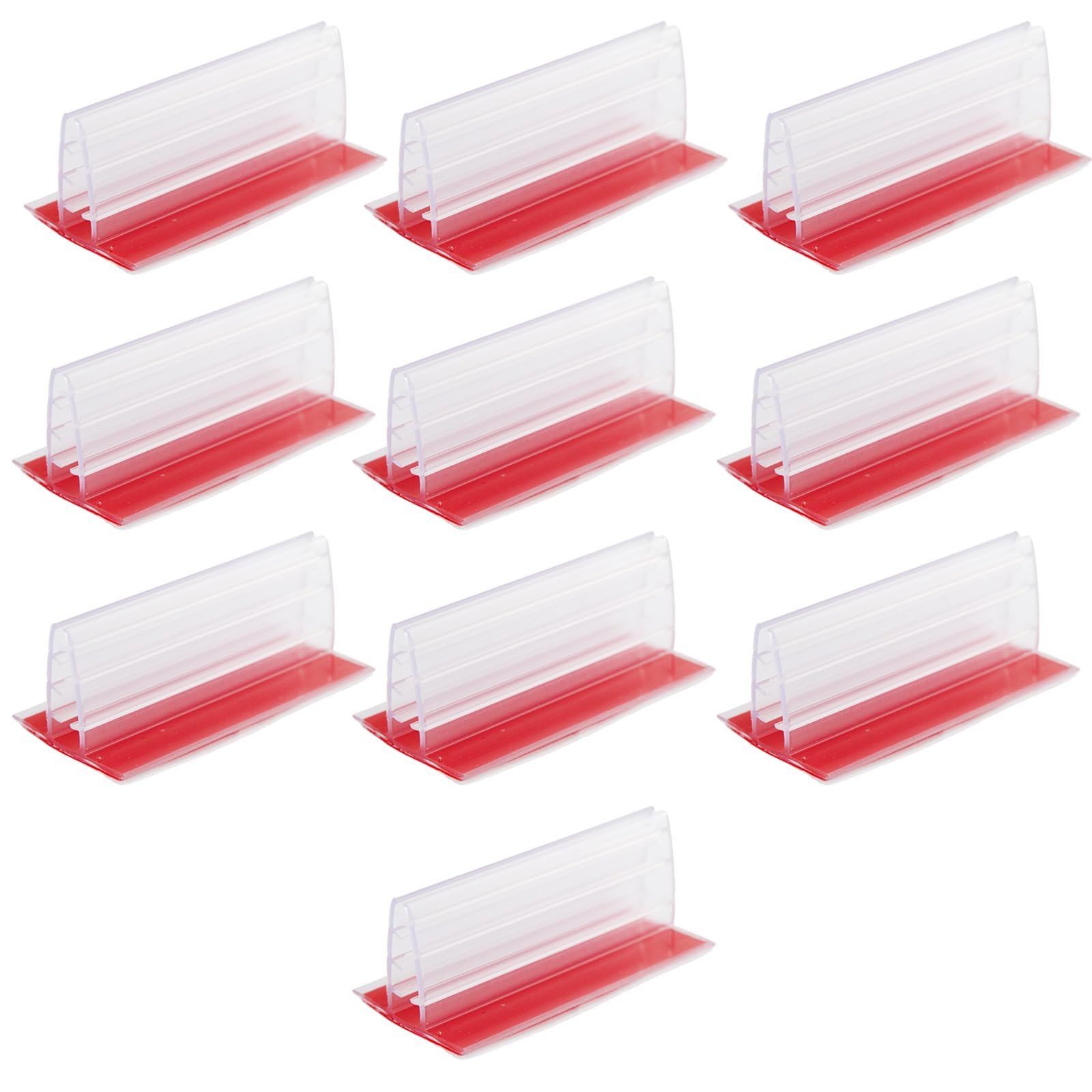 siktorrwd 10 PCS Sneeze Guard Holder, Self Adhesive Place Card Holder, 3'' x 1.7'' Plastic Tabletop Base Clips for Placing 1/8" to 1/4" Thick Sign
