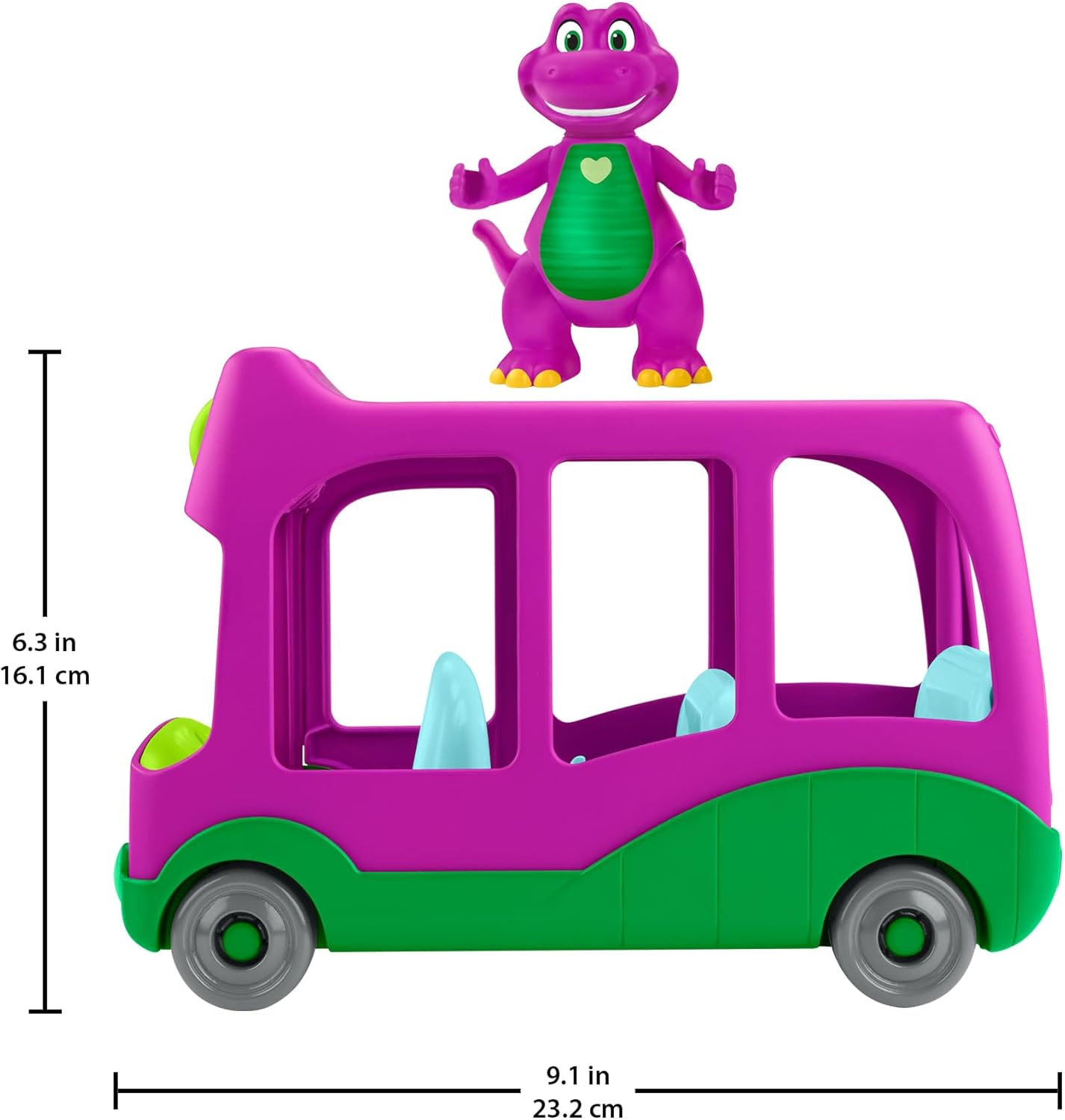 Barney World Preschool Toy Adventure Bus Push-Along Vehicle Figure for Pretend Play Kids Ages 3+ Years