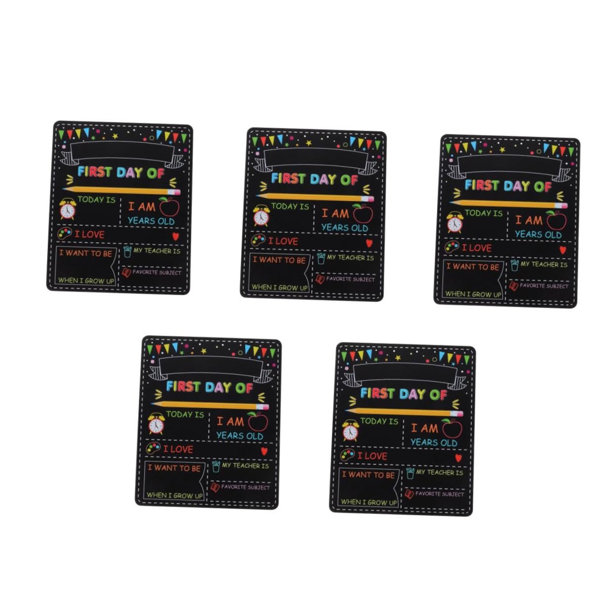 DOITOOL 5 Piezas Pizarra Escolar de Madera Doble Cara Reutilizable para Primer Día de Preescolar Infantil y º de Primaria Decoración Escolar Resistente y Ligera
