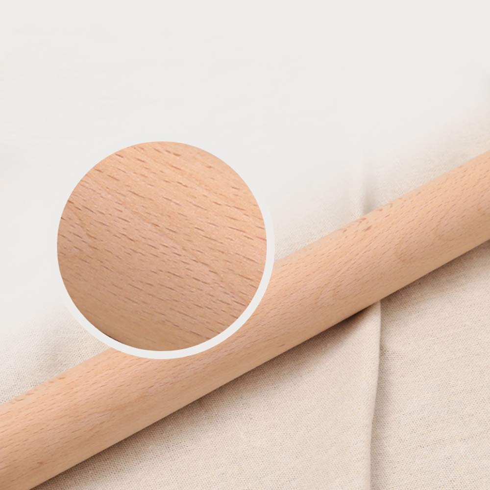 Rodillo de madera de haya,Rodillo macizo, Rodillo de amasar de madera maciza de primera calidad for hornear y hacer masa, ideal for fondant, galletas, pasteles y fideos, 30 cm de largo, 3,5 cm de diám