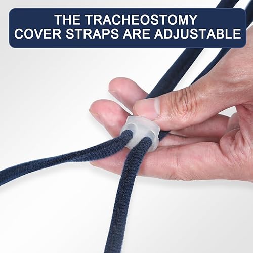 Miniatura 5 de Cubierta de traqueotomía transpirable con capa de filtro y correas ajustables, protector de estoma de cuello poscirugía de malla suave para adultos,