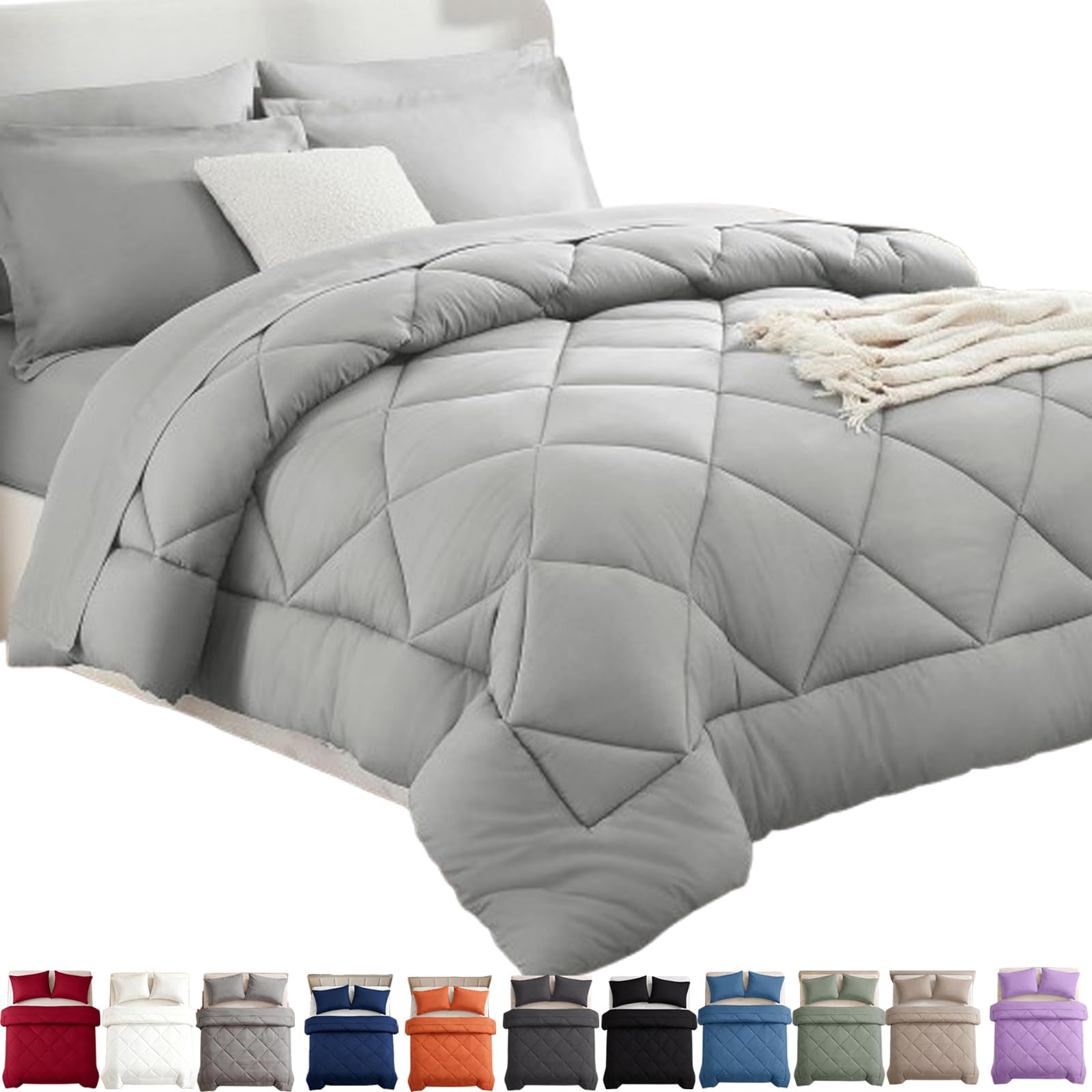 GXHNB Duvet And Cover In One, With 2 Pillowcases (Light gray,135 * 200cm)
