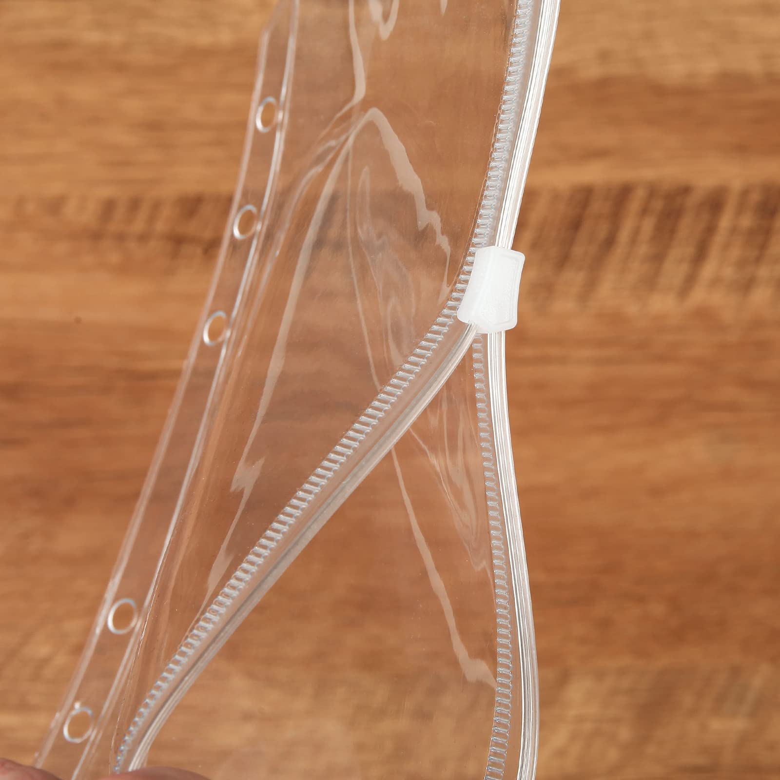 100 buste trasparenti A6 con 6 fori, con cerniera, in PVC, per raccoglitori di budget, impermeabili, per quaderni a 6 anelli