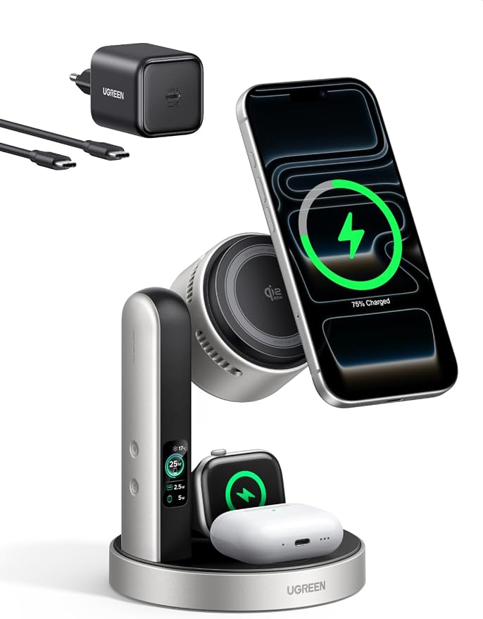 UGREEN – UGREEN MagFlow Pro 25W Qi2 3-in-1 magnetische Ladestation mi