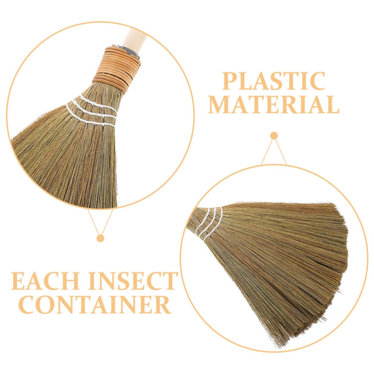 5 Stück Handgewebter Haushaltsbesen aus Miscanthus mit Holzgriff für
