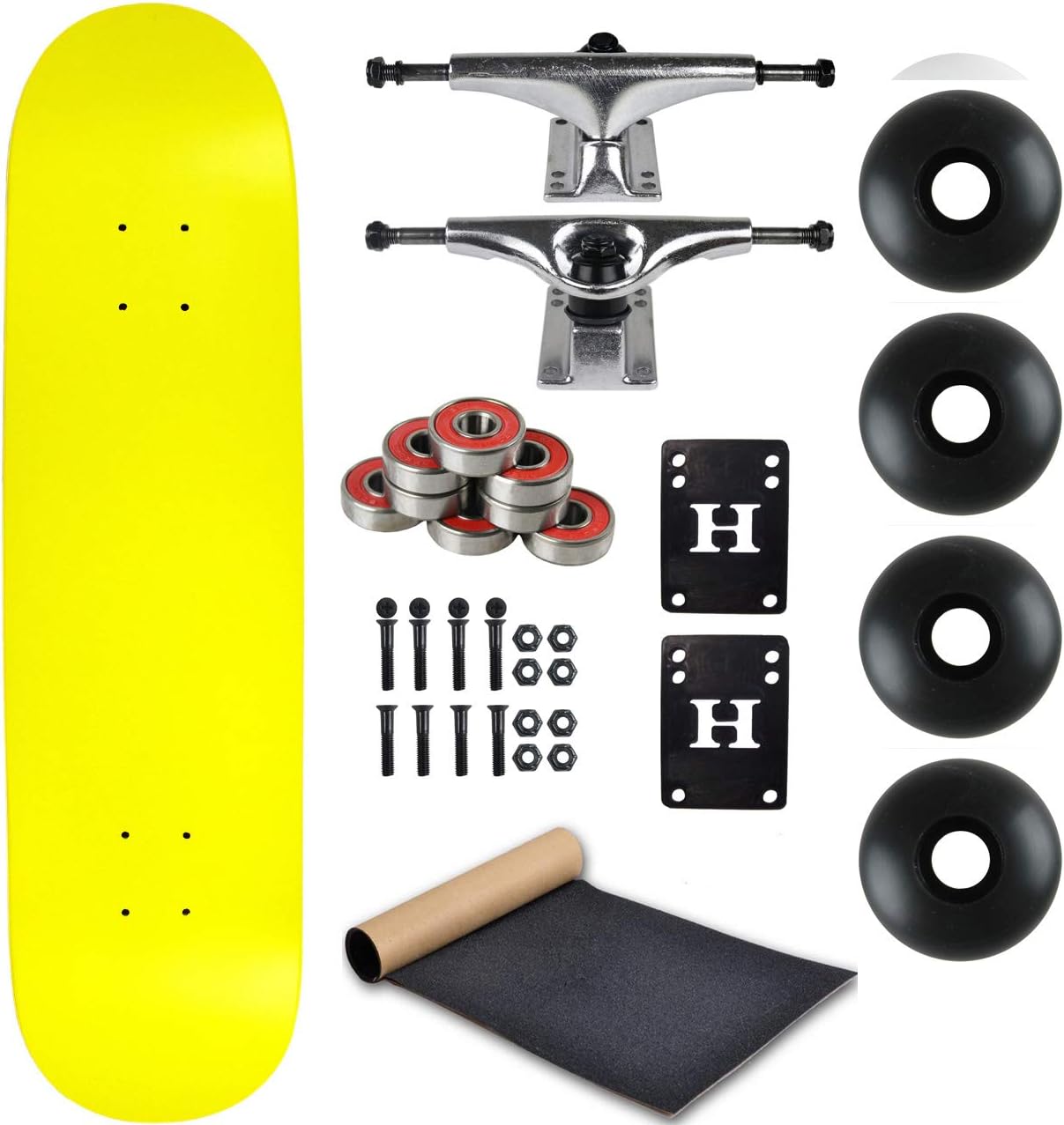 Moose Complete Skateboard Neon Yellow 8.25" with Silver Trucks and Black Wheels