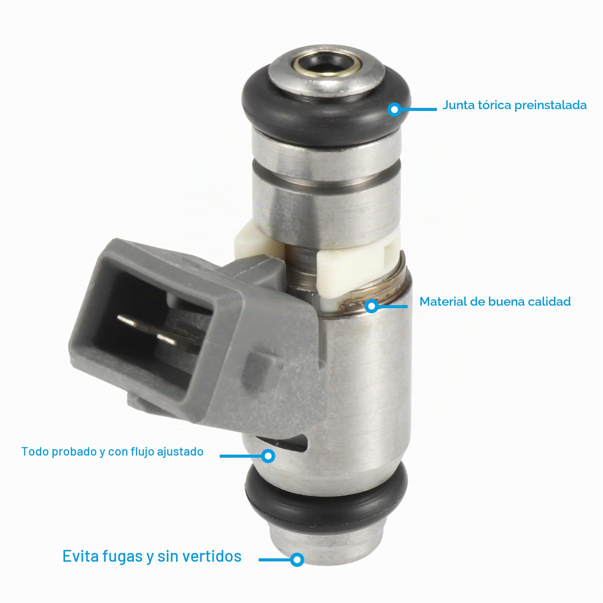 Motoforti Combustible Inyector Para Harley Davidson Softail 2004-2005 1pc | IWP162, Plateado, Gris, Metal Y Plástico, 4.7x3.1cm, DC 12V, 2 Pines, 4 Orificios, Alta Impedancia, Para Aprilia, Moto