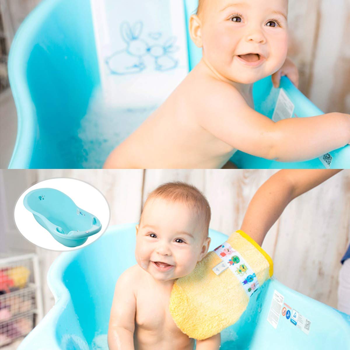 Baignoire bébé avec thermomètre Vert Forest 86 cm