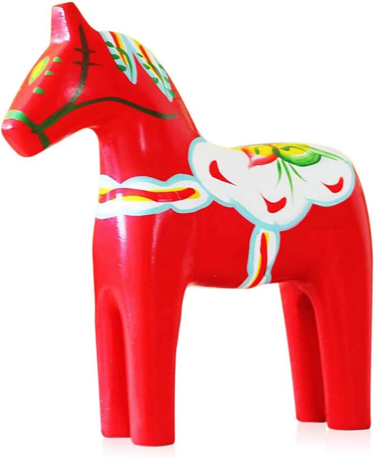 Reoean Hand Painted Swedish Wooden Dala Horse Figurine (Red) 6.3"