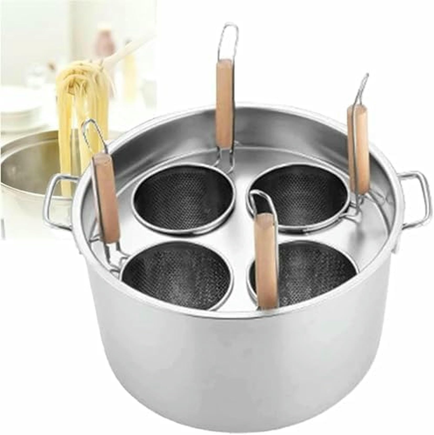 Ollas para Pasta, Juego de ollas para cocinar Pasta comerciales, ollas para cocinar Pasta multifuncionales con Divisor y colador, Olla de Acero Inoxidable para Cocina casera, Restaurante~/