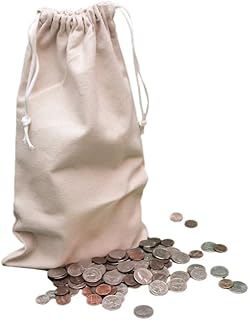 UBICON 8 x 14 Inches Medium Size Flat Bottom Heavy Duty Coin Bags with Draw Strings