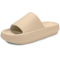Misolin Ciabatte Donna Estive Nuvola Pantofole Uomo Doccia Sandali Comode Piscina Spiaggia Antisudore Slide Antiscivolo Scarpe da casa Interni ed Esterni,Cachi 44, 45 EU