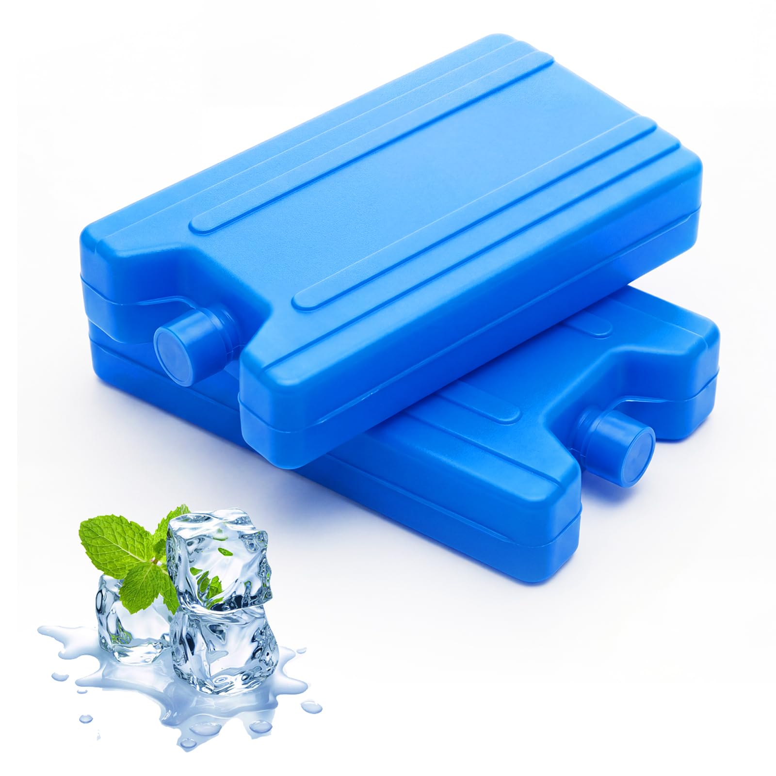 Freezer Blocks 2 Pack, Long Lasting Reusable Ice Packs, Leakproof Cooling Gel Freezer Ice Blocks for Cool Box, Lunch Boxes, Travel, Picnic, Camping and Outdoor Use