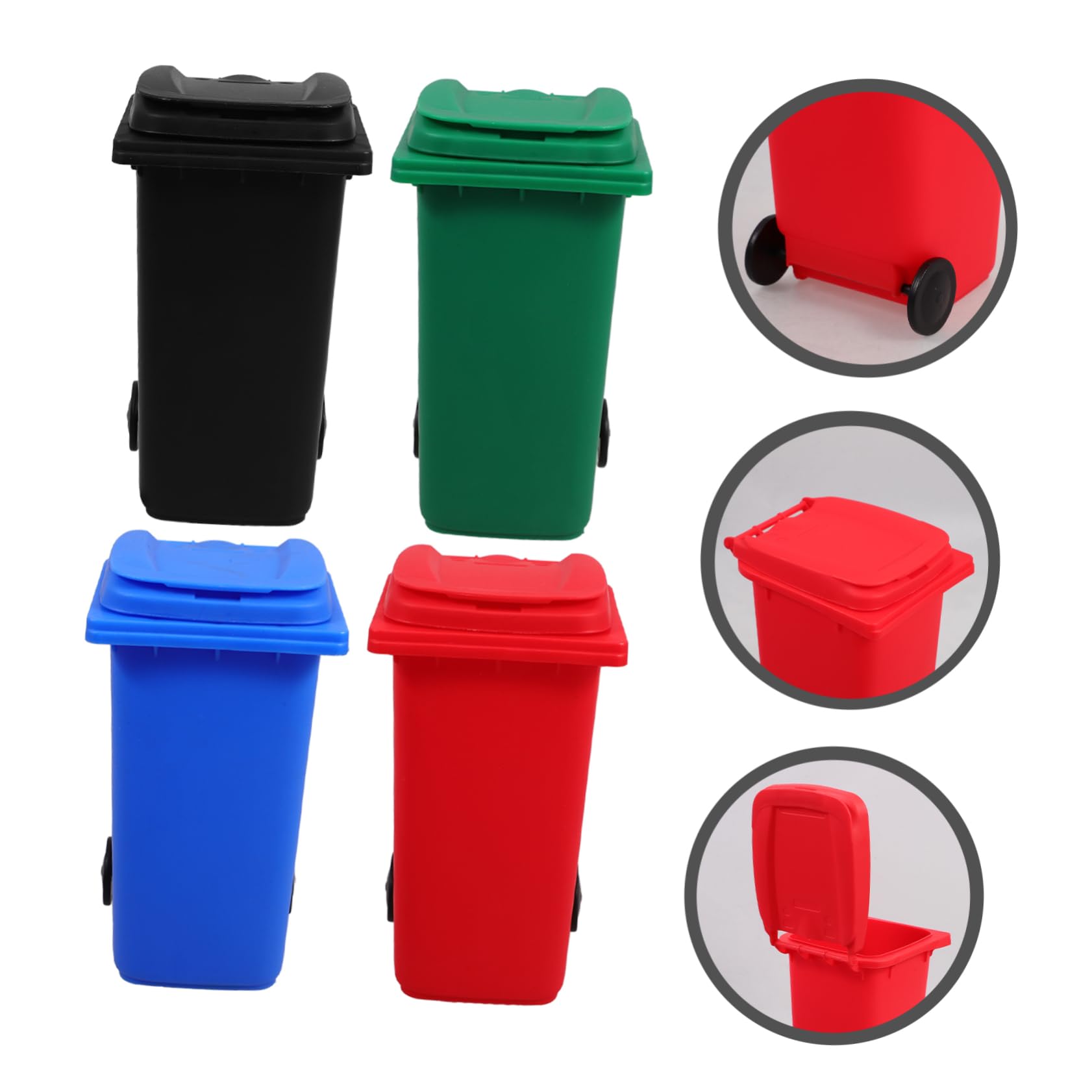 DOITOOL 5 Set Mini Portapenne Per Cestino Minuscolo Con Coperchio Biin Desktop Scrivania Matita Bidone Della Spazzatura in Miniatura Carino Mini Pattumiera Da Appoggio Plastica 4 Pezzi * 5