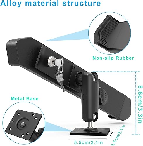 Miniatura 4 de Soporte de bloqueo de pared para tableta para iPad de 7 a 11 pulgadas, soporte de quiosco de tableta antirrobo de metal con bloqueo seguro para sala