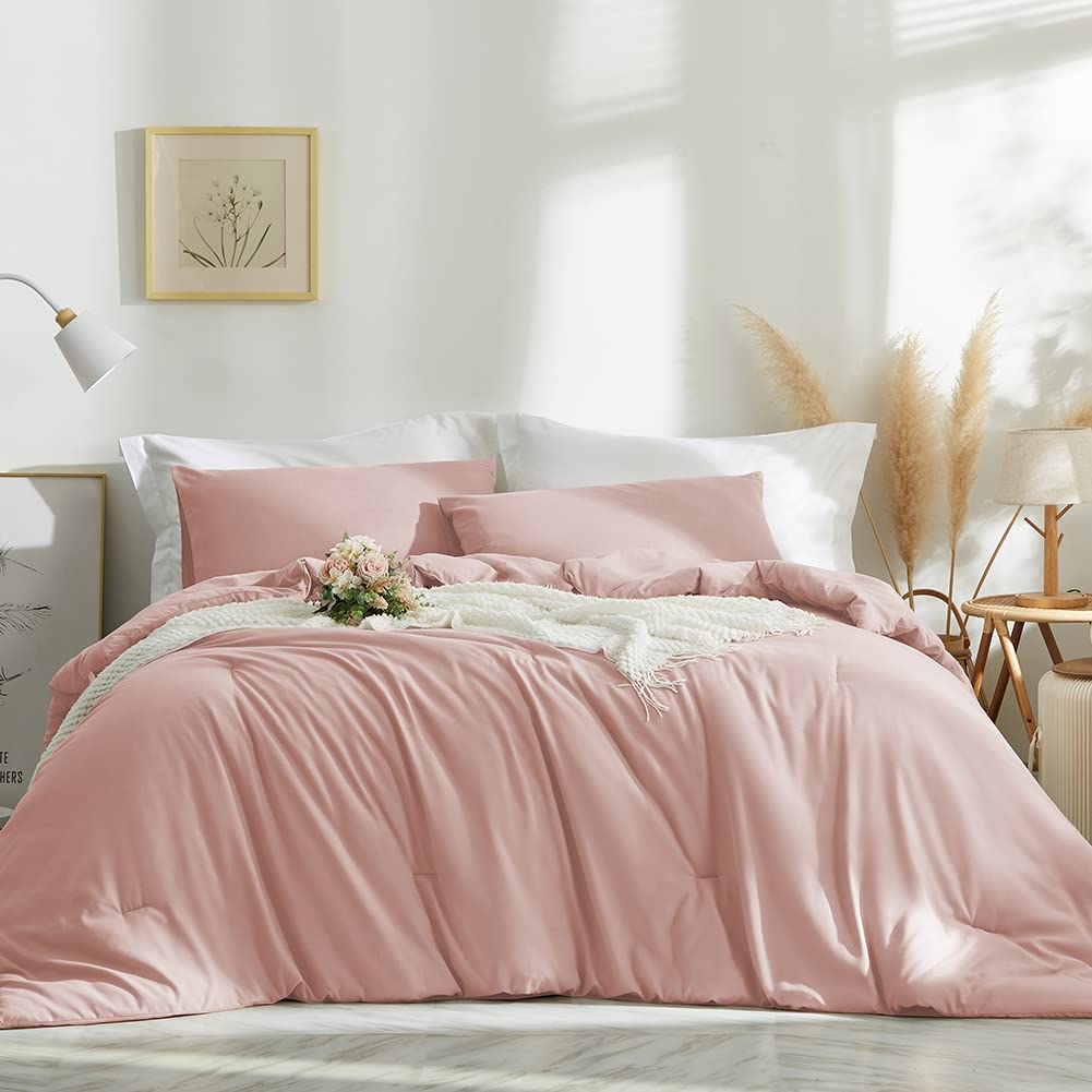 AShanlan Bettwäsche 135x200 Rosa Bettbezug mit 1 Kissenbezug 80x80 cm 2tlg