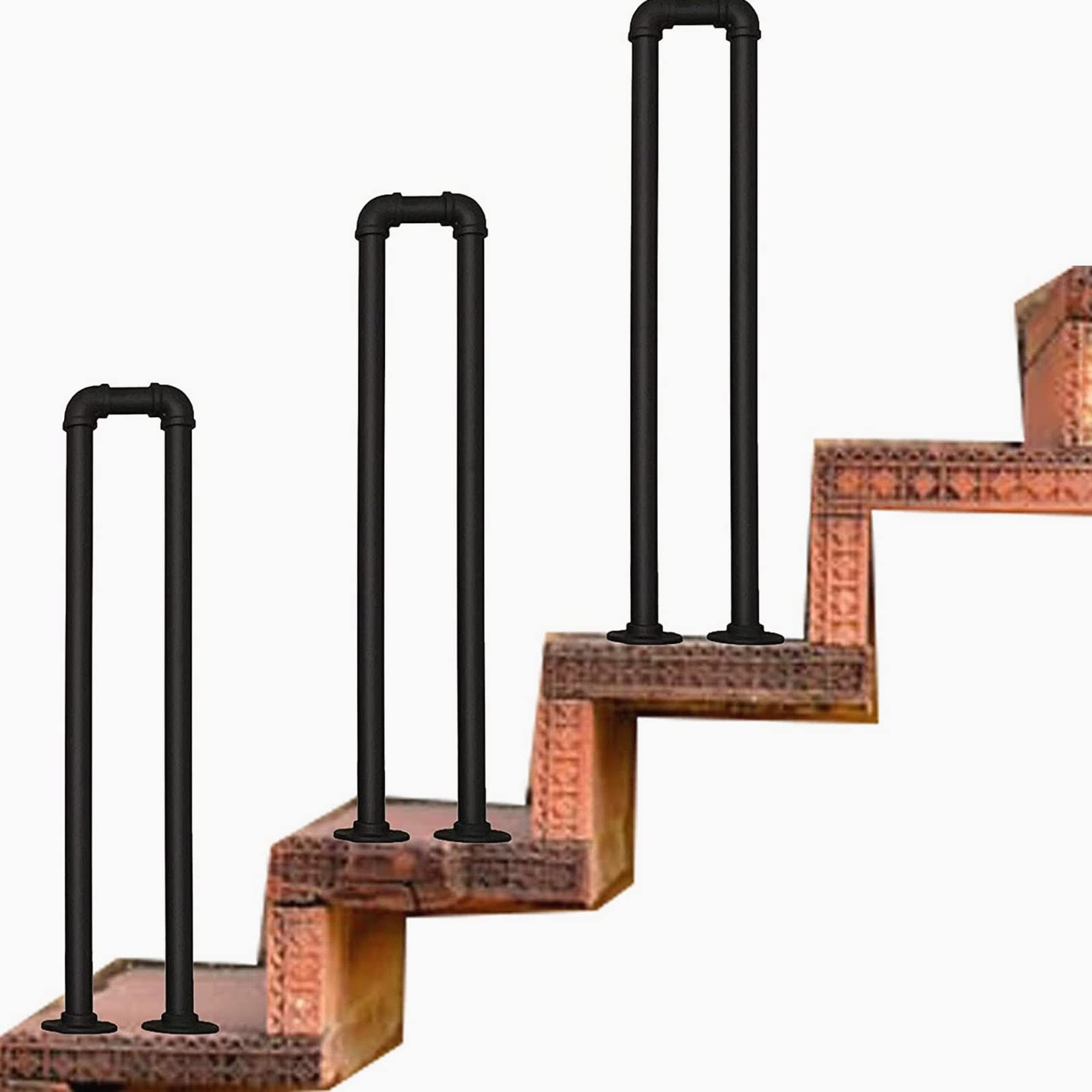 Barres d'escalier en fer forge design noir 85cm pour porche elegant