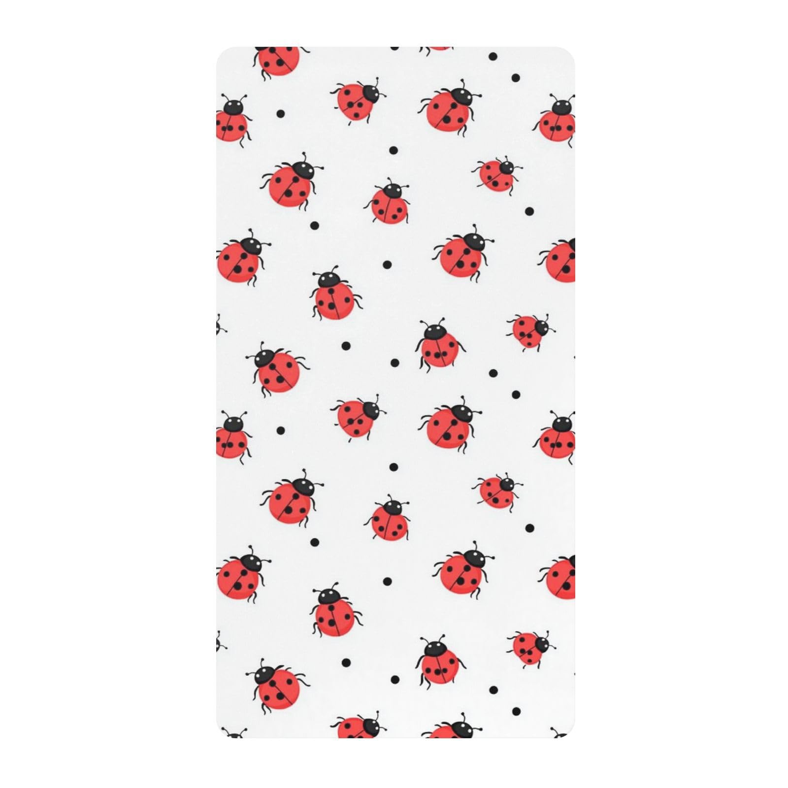 Juego de sábanas de algodón para cuna de bebé con diseño de mariquitas, suaves, cómodas, para niños y niñas, 1 unidad