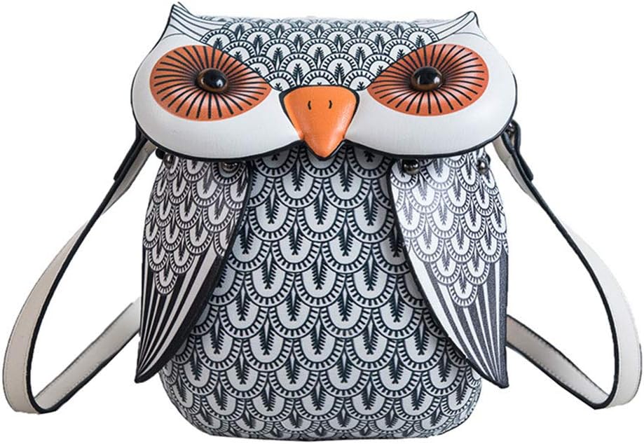 MuuuaoeiouHandbag Shoulder Bag Cute Owl Cartoon PU Leather Handbag Casual Satchel School Purse Shoulder Bag Crossbody