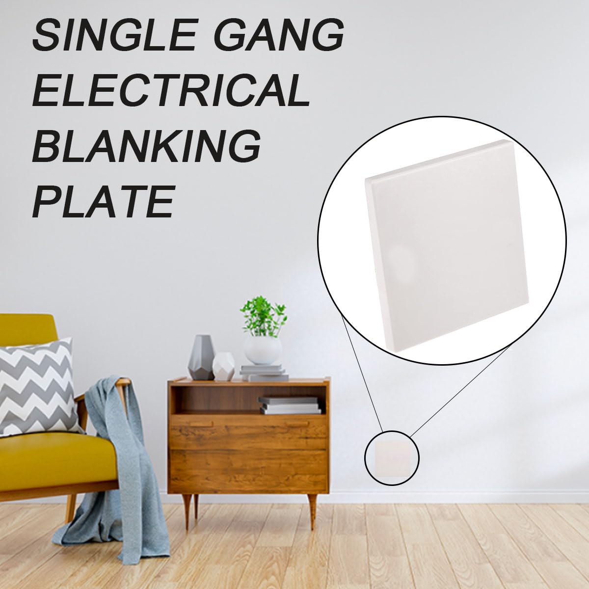 2 paquetes Placa en blanco única Orificio para tornillo oculto Cubierta de placa ciega de forma cuadrada de 1 unidad Placa ciega para enchufe eléctrico de una sola unidad