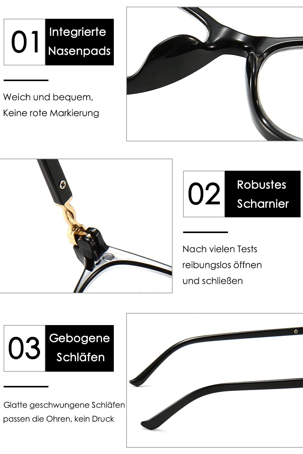 KOOSUFA Damen Gleitsichtbrille Progressive Multifokus Lesebrille Cateye | Intelligente Gleitsicht, Anti-Blaulicht, Katzenaugen, Kunststoff, Hornbrille Lesehilfe, 1,0 1,5 2,0 2,5 3,0 3,5