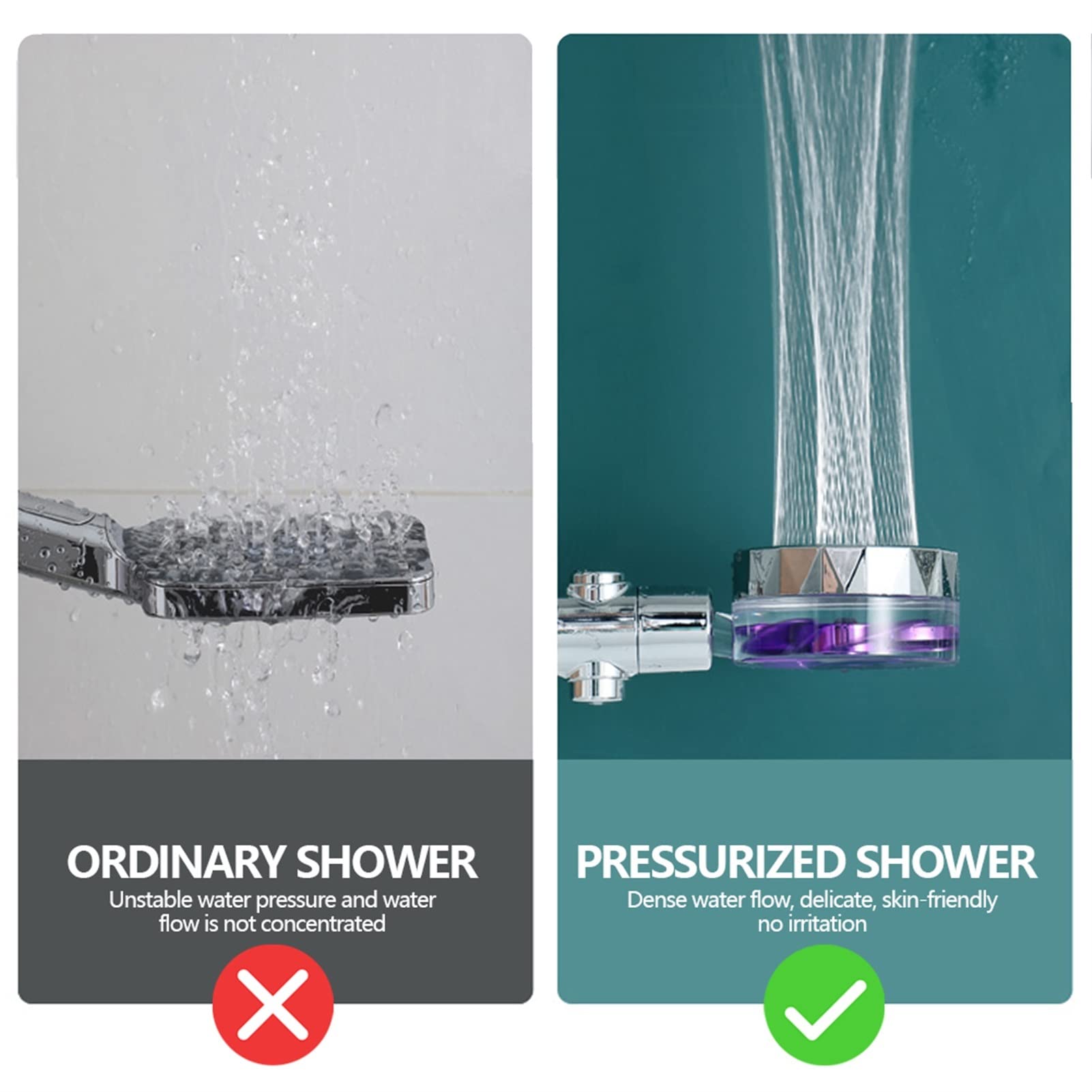 Boquilla de ducha Flujo de ahorro de agua Rotación de 360 grados Ventilador pequeño ABS Agua de lluvia Boquilla de alta presión Baño sin filtro Cabezales de ducha de algodón (Color : Red) (Silver)