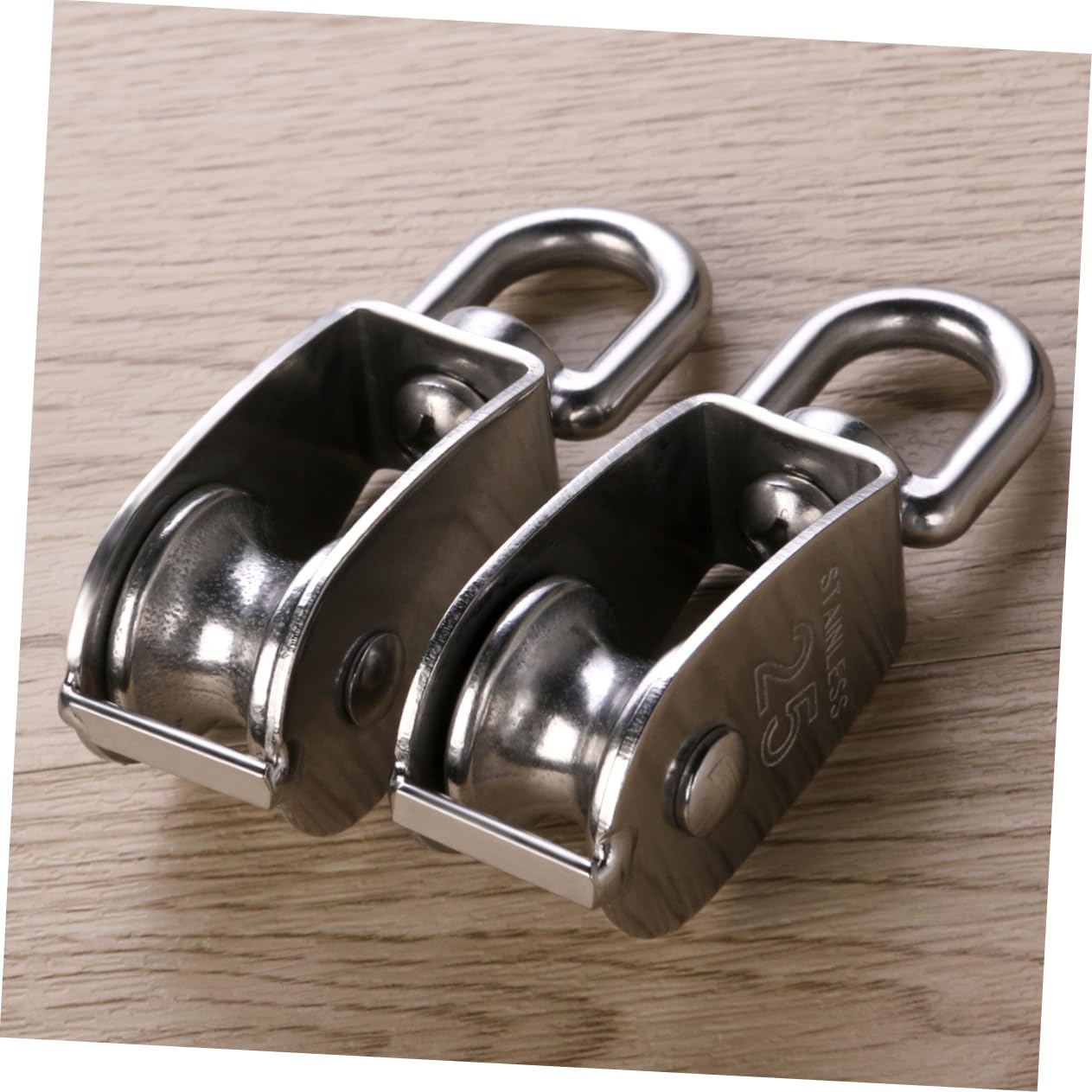SOLUSTRE 4pcs M25 Stainless Steel Fixed Pulley Heavy Duty Single Wheel Swivel Rope Pulley Block Rope Lifting Pulley for Cable
