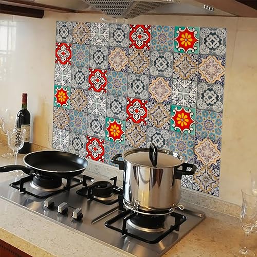 Image of WallDesign Vinyl Mosaic Tile Sticker Self Adhesive - 24 x 32 Inch Durable Surface Decoration Film For Kitchen, Cabinet, Table, Furniture, Wall, Bathroom, Door, Refurbishment