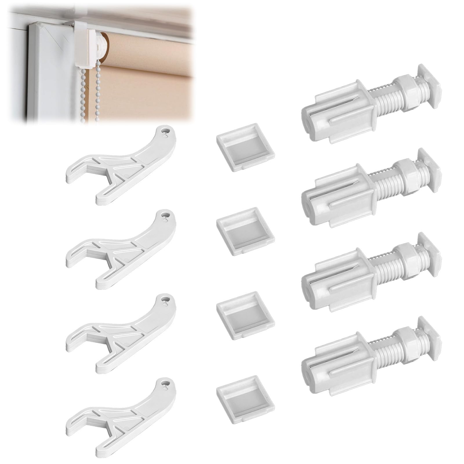 4 Pcs No Drill Blinds for Windows Adhesive Blinds Bracket White Twist Lock Brackets Plastic Holders Easy Install No Screw for Venetian Bedrooms Kitchens Apartments Offices Blindss Home Decor