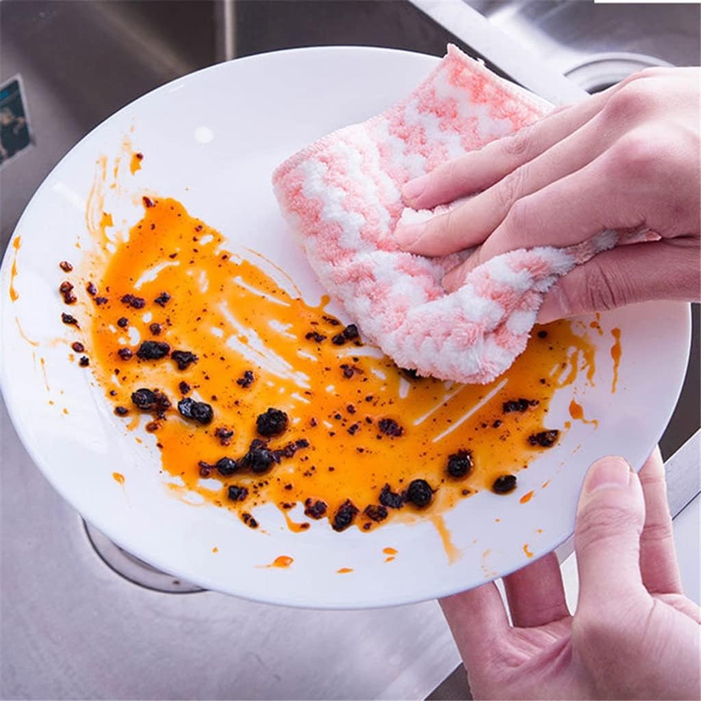 10pcs Coral Fleece Dishcloths Super Absorbent Scouring Pads Wet and Dry Kitchen Cleaning Towels Rags