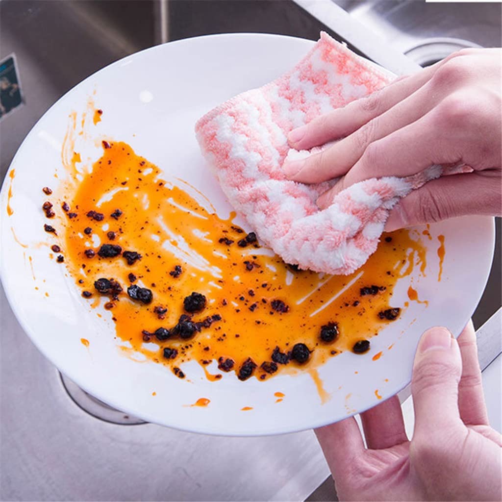 RWRAPS 10 Uds paños de Cocina de Lana de Coral estropajos súper absorbentes Toallas de Limpieza de Cocina húmedas y secas Trapos de Limpieza de Cocina (10 Uds 25x25cm)
