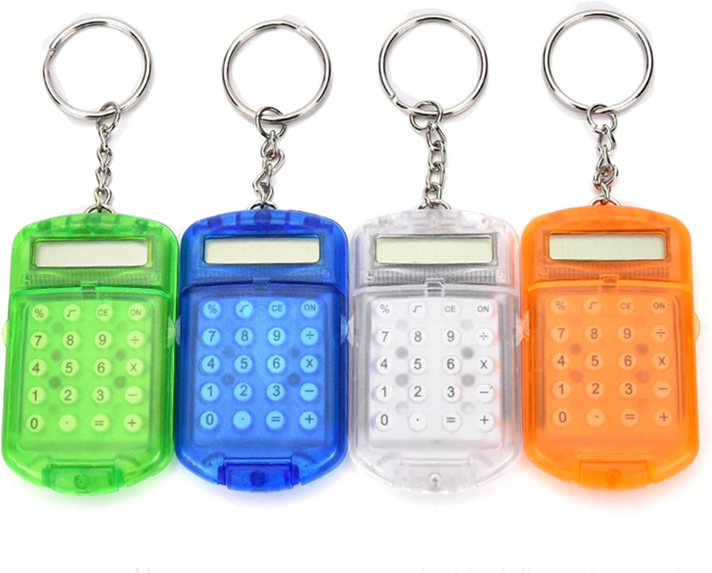 Pepisky Mini Calculator with Keychain 8 Digits Display Plastic Casing Portable Pocket Size Calculator for Children Students School Supplies, Random Color