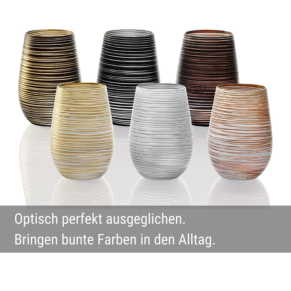 Stölzle Lausitz Set 6 Vasos Twister 465ml – Vasos Altos de Cristal Negro-Bronce para Agua Zumo y Cócteles – Resistentes a Golpes y Apto para Lavavajillas – Diseño Moderno Sin Plomo