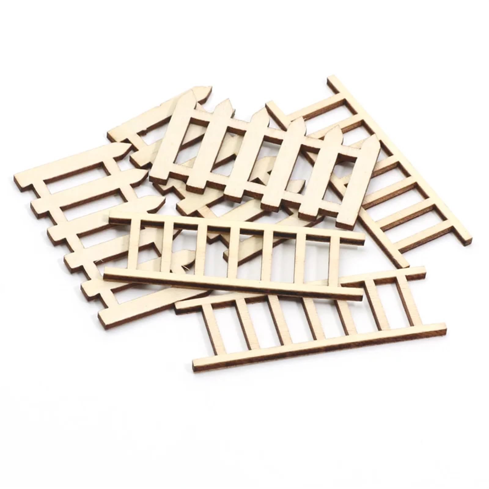 Vallas de jardín de madera en bruto para manualidades de hadas mini adorno para maquetas pack de 10