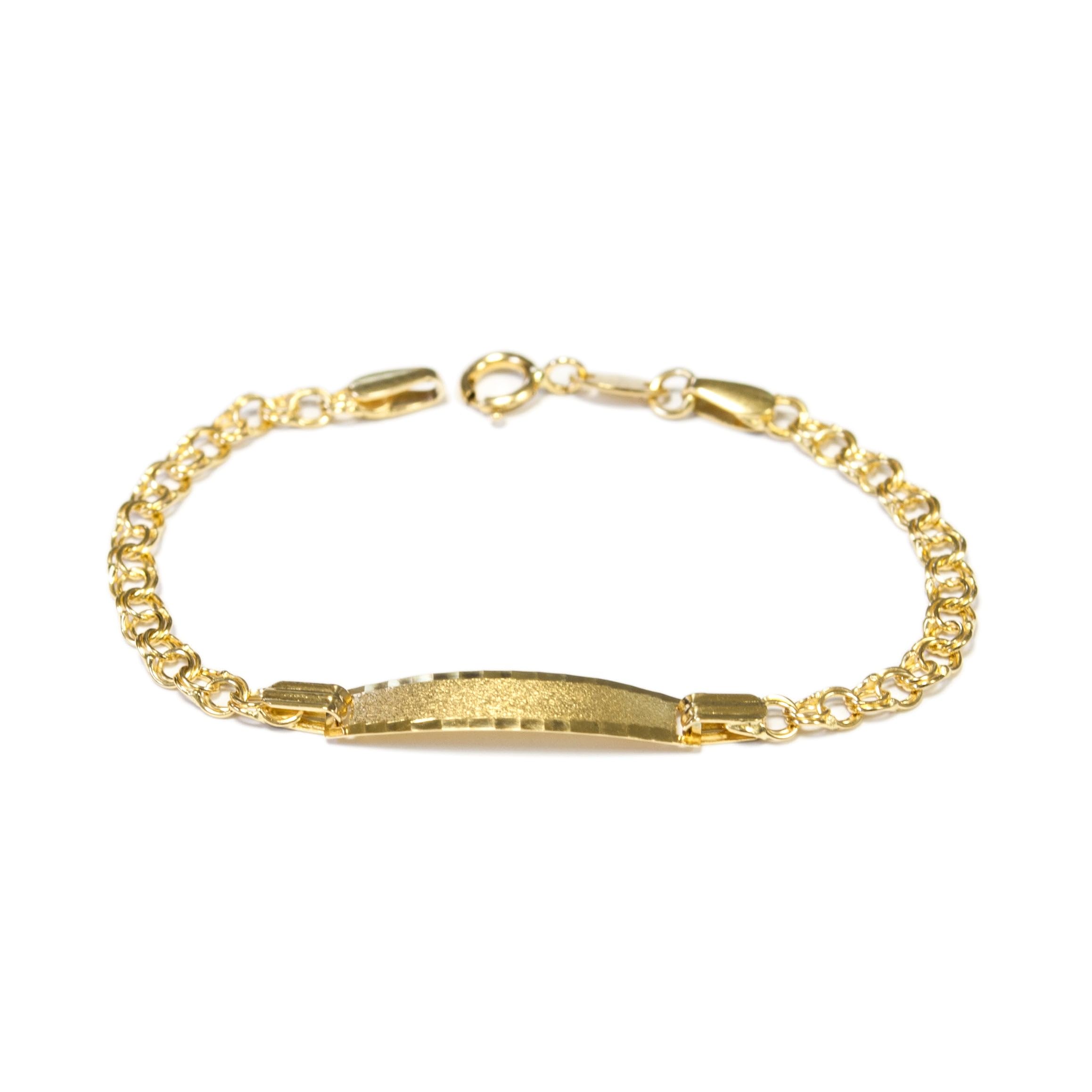 Monde Petit - 9K Gelbgold Personalisierte Baby Mädchen Slave Hungarian Matte Glanz Kinder Armband 12 cm - Geschenkbox - Garantiezertifikat