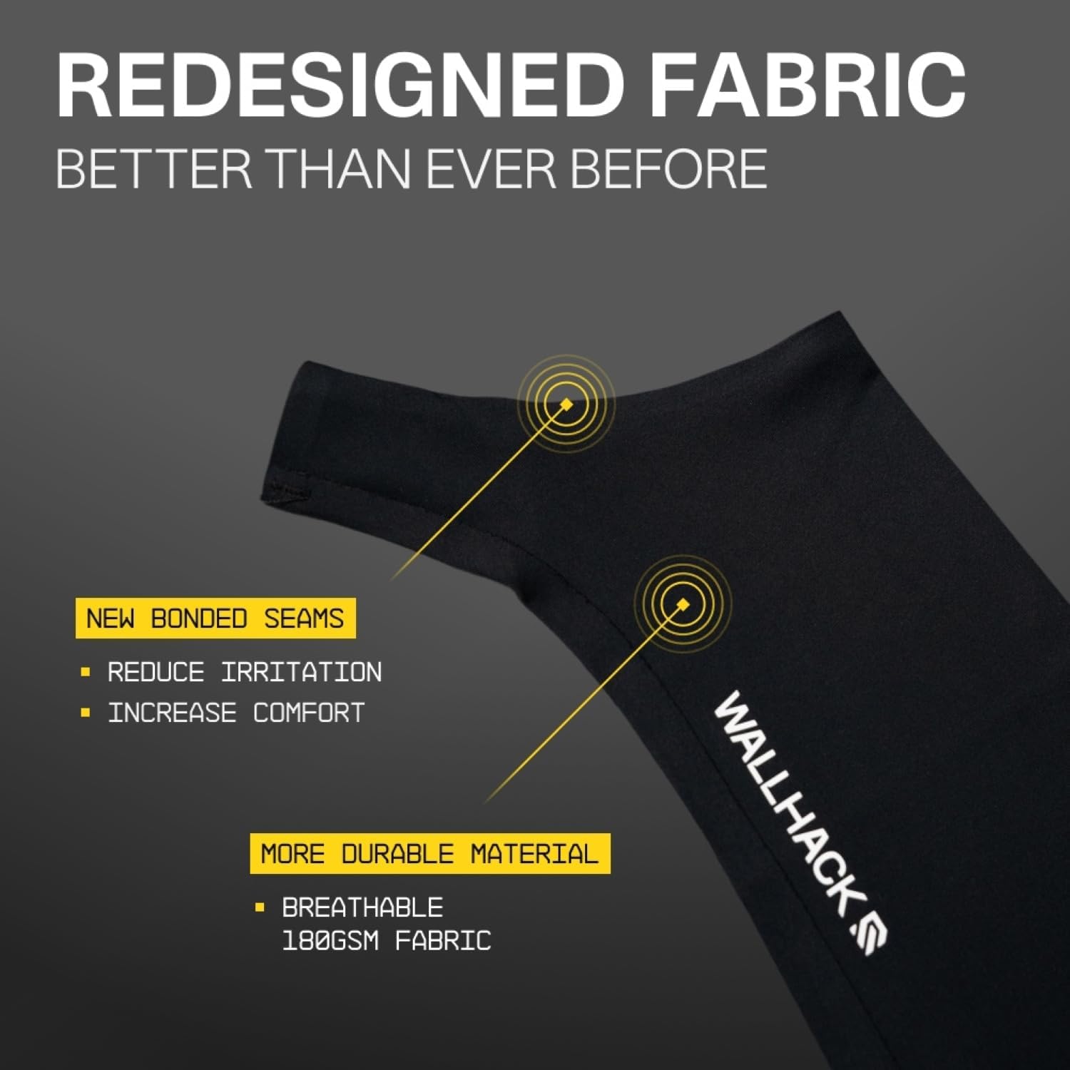 Wallhack Gaming Pro Sleeve | Low-Friction, High Comfort Performance | Improve comfort on cloth and glass mouse pads | Full sleeve Design, Exposed hand L/XL Black