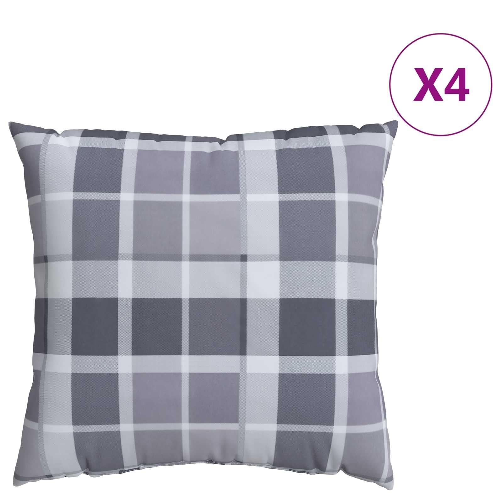 Mangloder - Set di 4 cuscini per esterni, a quadretti, 50 x 50 cm, in tessuto, lavabili e antiscivolo, ergonomici, comodi per giardino, terrazza, balcone, sedia, panca, poltrona, colore: grigio