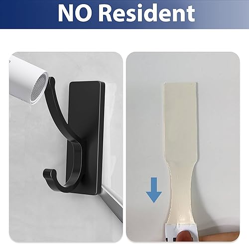 Miniatura 2 de pickpiff Ganchos adhesivos de pared con tira, sin residuos, fáciles de quitar, gancho para toallas pegajoso fuerte y resistente, paquete de 4