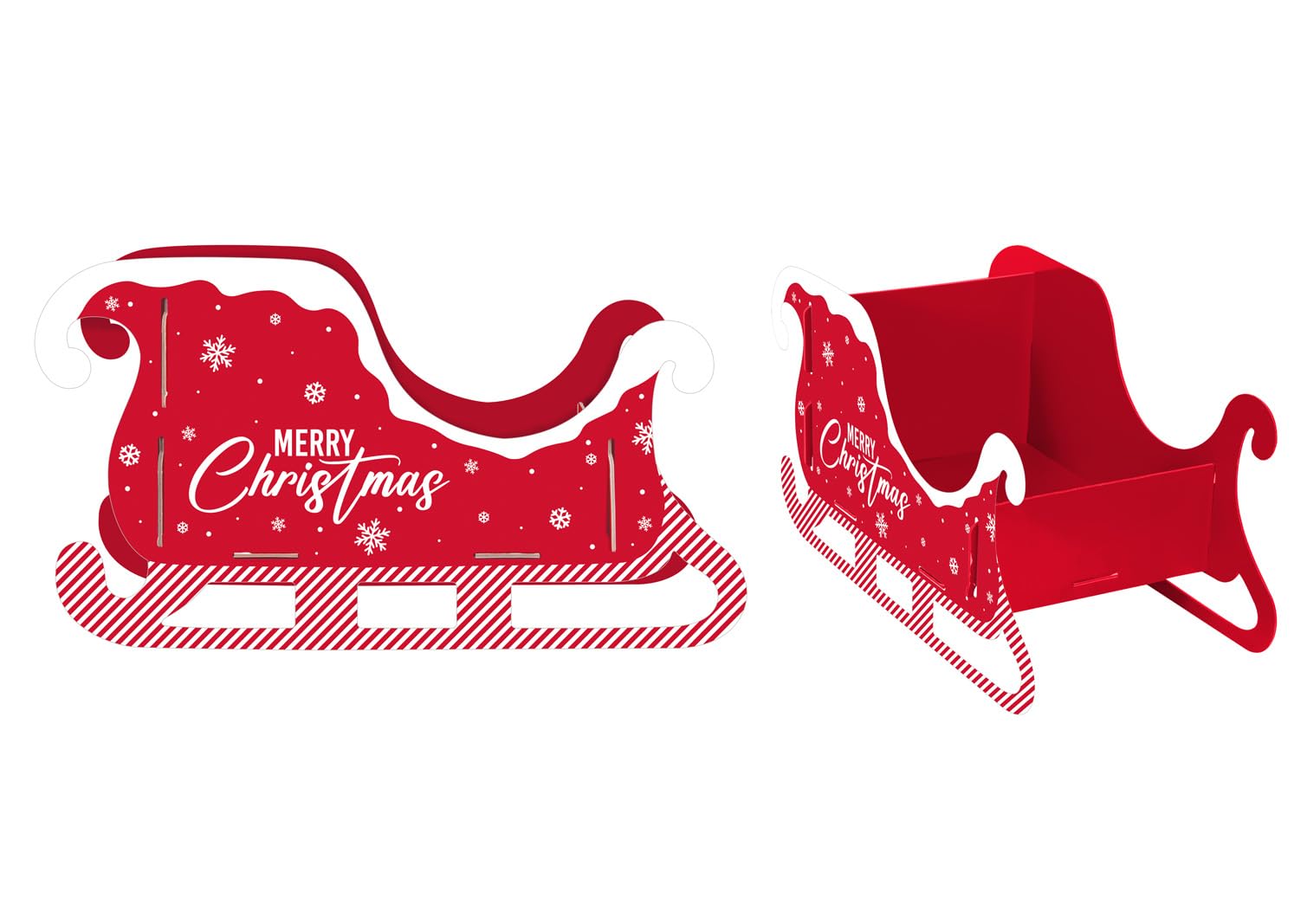 RSW Santa’s Been Sleigh – Large Red Holder with ‘Merry Christmas’ Design – Reusable Cardboard Sleigh with Alphabet Stickers for Personalisation – 51cm
