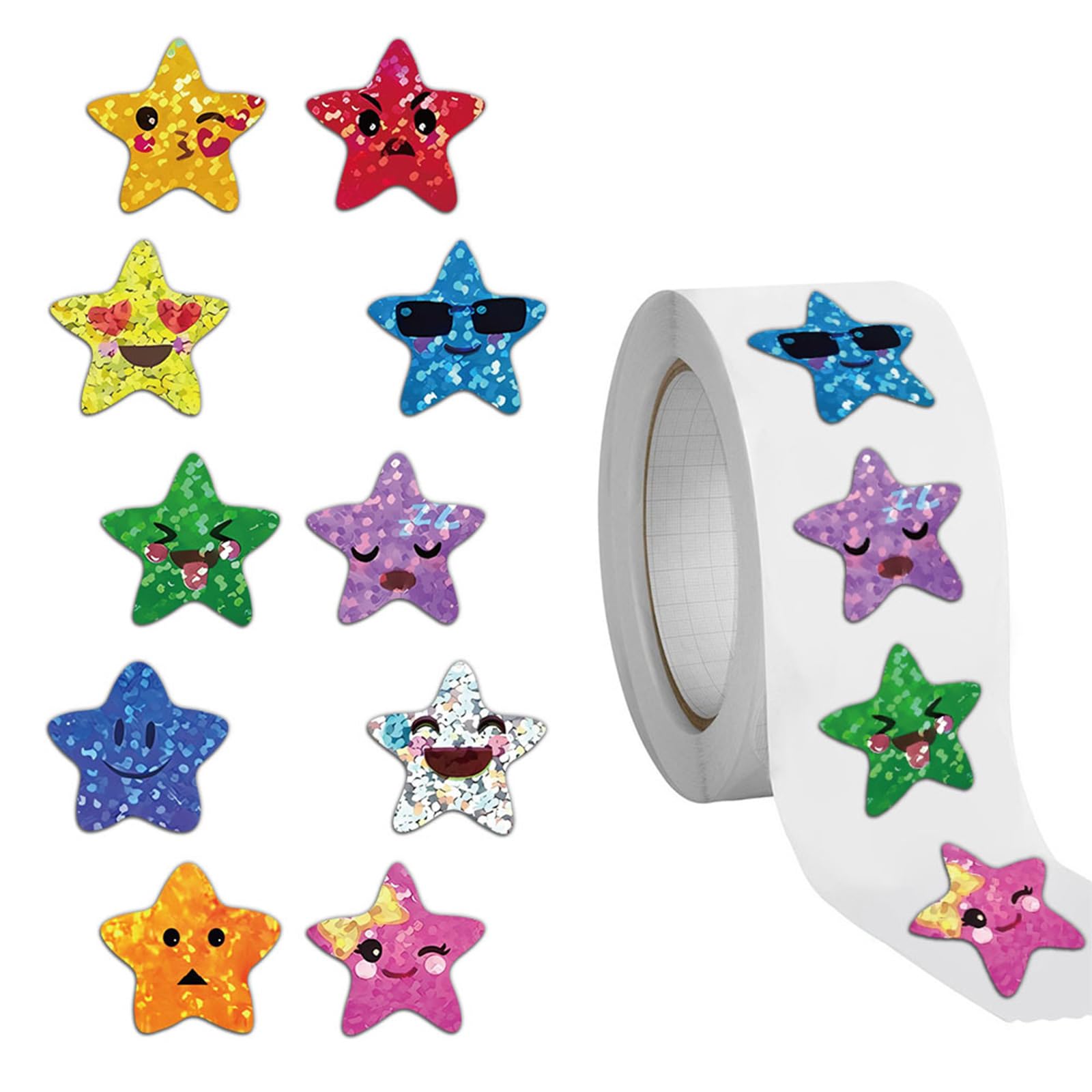 500 Pcs Journal Sticker Happy Faces Waterproof Star Stickers for Notebooks Phone Cases and Art Projects Happy Faces