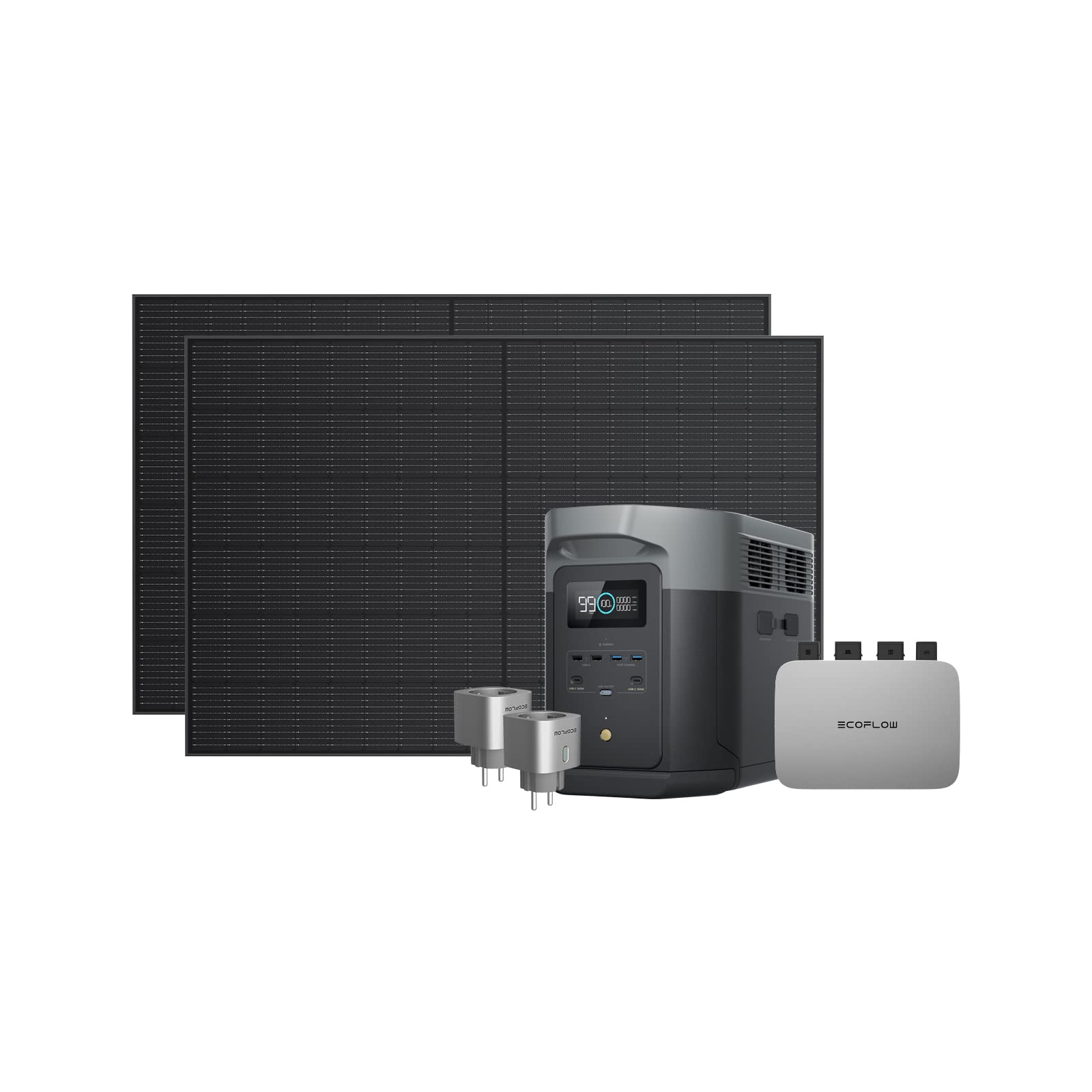 Station Électrique Balcon EcoFlow PowerStream - Micro-onduleur + Batterie Delta 2 Max 2048Wh - Gestion APP
