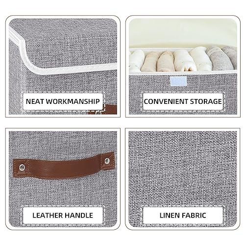 Image of Yawinhe Collapsible Storage Bins,Grey,13.0x9.0x7.9in,1-Pack