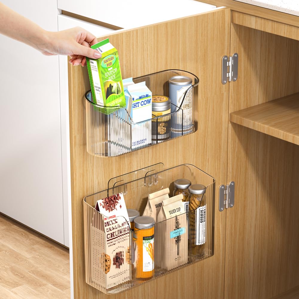 HQahnekme 2PCS Cabinet Door Organizer Self Adhesive Kitchen Cabinet Organizer Cabinet Door Storage Box for Bathroom Kitchen Living