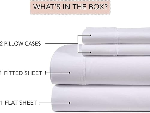 Juego de sábanas y fundas de almohada de 4 piezas de tejido satinado de algodón peinado de fibras largas  Se adapta a colchones de hasta 12 pulgadas